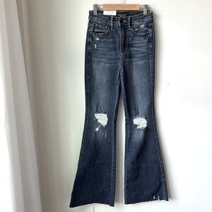 NWT Judy Blue Tummy Control High Rise Distressed Flare Jeans Blue Size 0/24